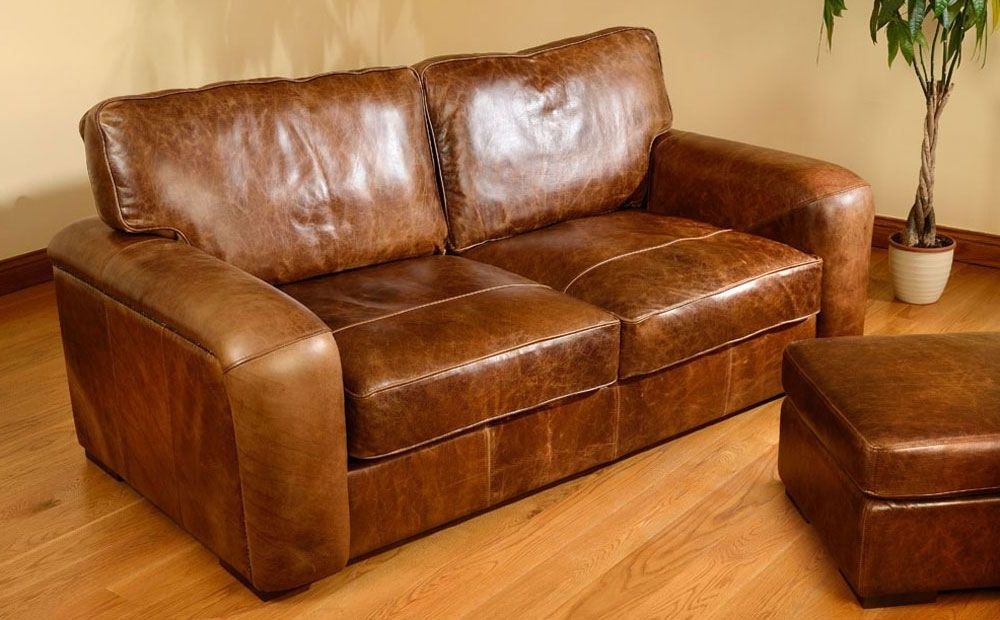 full grain hide aniline leather sofa