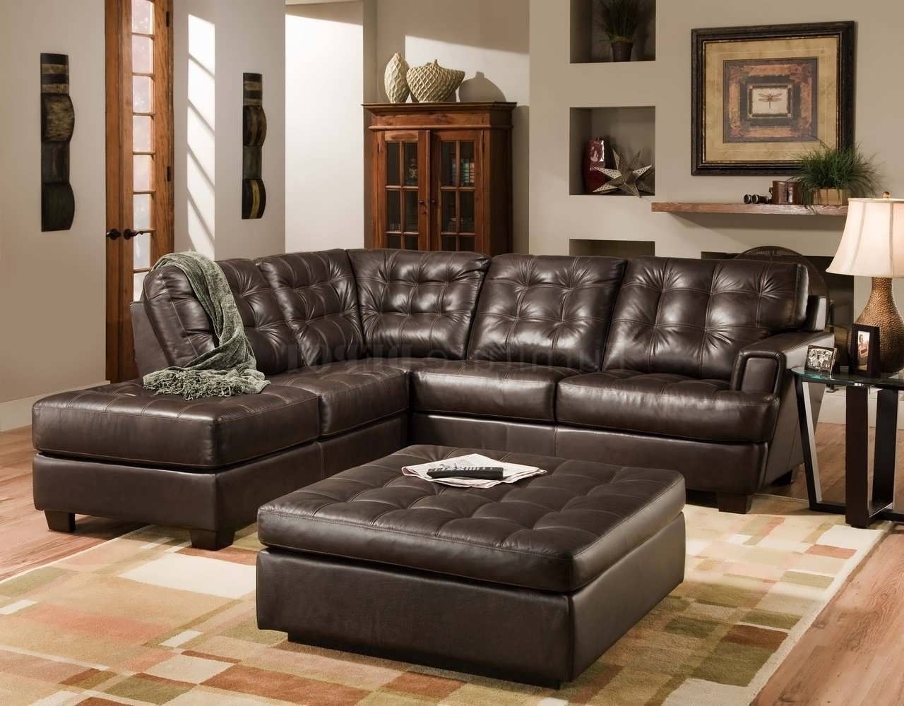 2024 Latest Brown Leather Sectionals with Chaise