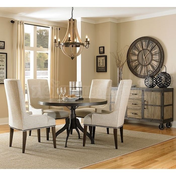20 Best Collection of Jaxon 5 Piece Round Dining Sets with Upholstered ...