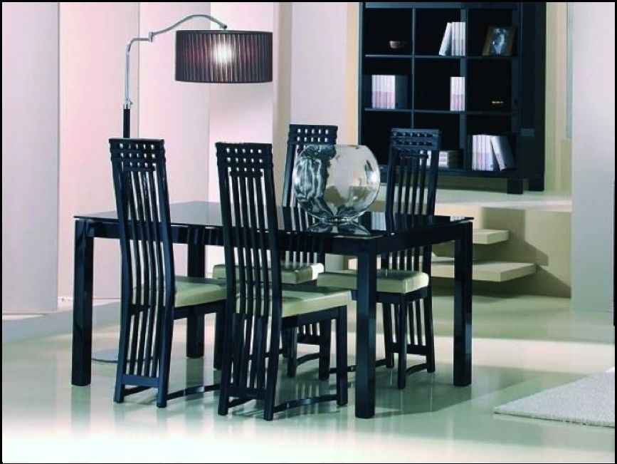 Black Gloss Dining Room Table Chairs