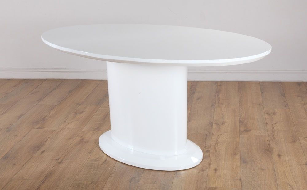 Monaco White High Gloss Oval Dining Room Table